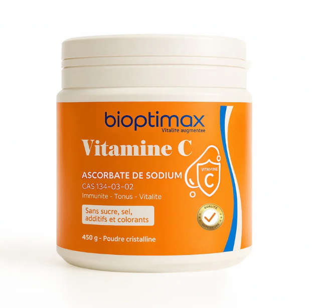 Bioptimax - Vitamine C DOUCE - Ascorbate de Sodium 450g